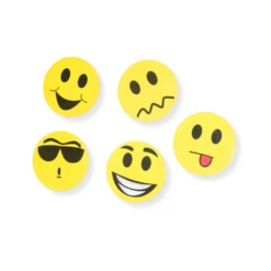 Large Smiley Face Magnets Pack of 5 - 2" Expressive Emoji Magnets for Locker & Office