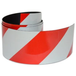 Red and White Reflective Magnetic Tape - 75mm x 0.8mm Hi-Vis Safety Strip