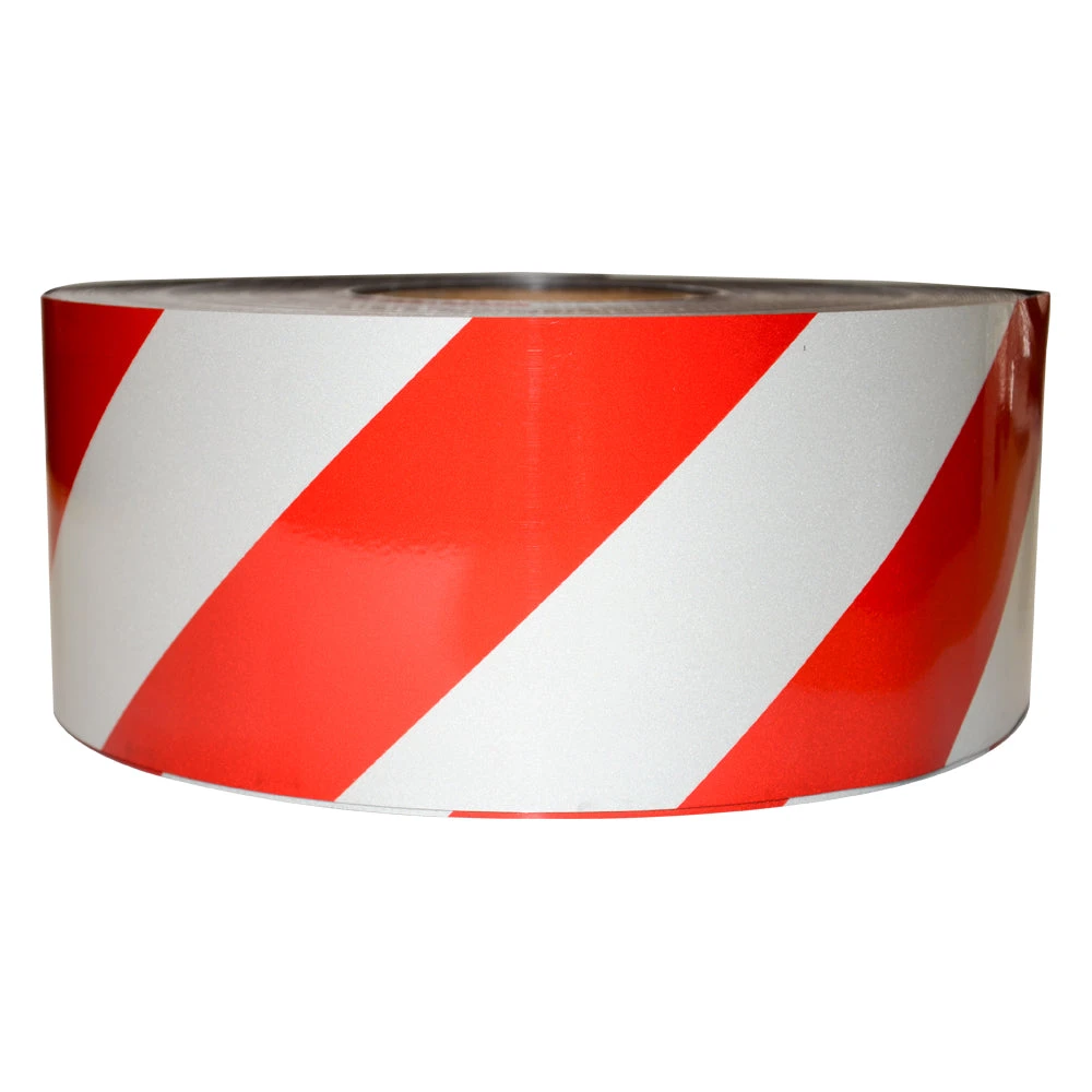 Hi-Vis Red and White Reflective Magnetic Tape - 100mm x 45m Roll 1 Hi-Vis Red and White Reflective Magnetic Tape - 100mm x 45m Roll