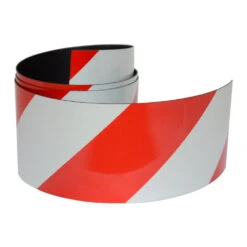 Reflective Magnetic Safety Tape - Hi-Vis Red & White Hazard Strip (50mm x 0.8mm)