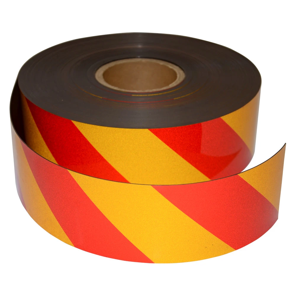 Hi-Vis Reflective Magnetic Hazard Tape - 75mm x 45m Roll Red & Yellow 1 Hi-Vis Reflective Magnetic Hazard Tape - 75mm x 45m Roll Red & Yellow