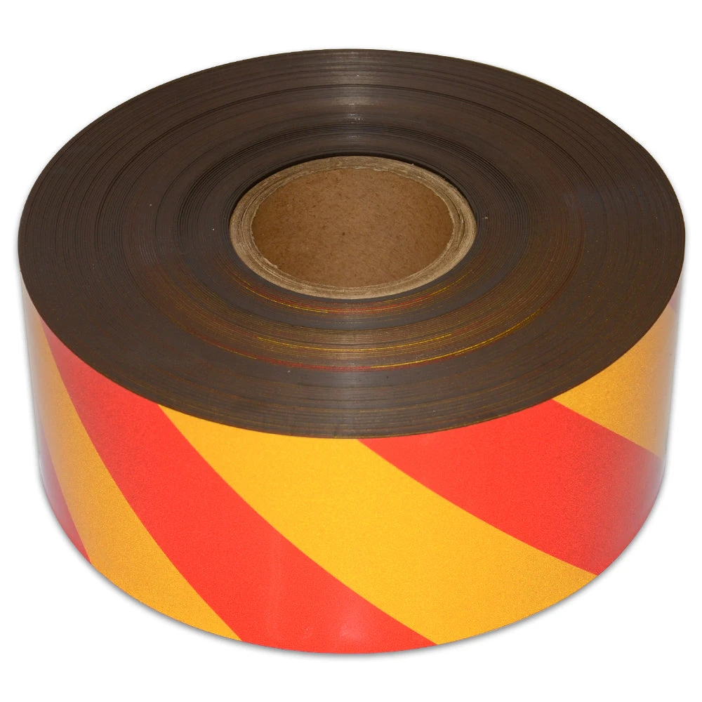 High-Visibility Reflective Magnetic Hazard Tape (100mm x 45m) - Red & Yellow Warning Strip 2 High-Visibility Reflective Magnetic Hazard Tape (100mm x 45m) - Red & Yellow Warning Strip - Image 2