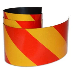 High-Visibility Reflective Magnetic Tape - Red and Yellow Safety Warning Strip (100mm Wide)