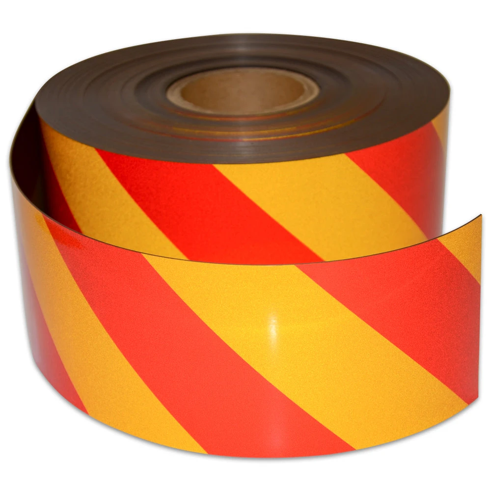 High-Visibility Reflective Magnetic Hazard Tape (100mm x 45m) - Red & Yellow Warning Strip 1 High-Visibility Reflective Magnetic Hazard Tape (100mm x 45m) - Red & Yellow Warning Strip