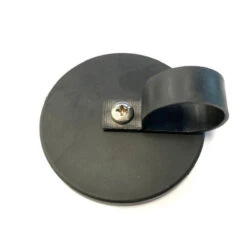 66mm Rubber Coated Neodymium Pot Magnet with Nylon P-Clamp - 18kg Pull Force