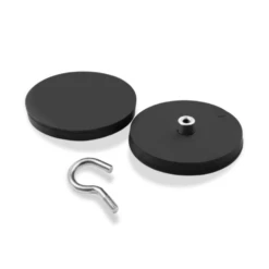 Threaded Hook Neodymium Pot Magnet With Rubber Case - 66mm (D) X 8mm (BH) -AMF Magnetics Shop RCND66E 2