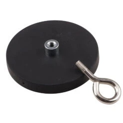 Female Threaded Neodymium Pot Magnet With Eyelet - Diameter 66mm X 8mm With Rubber Case -AMF Magnetics Shop RCND66FF