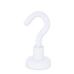 White Hook Magnet | Neodymium Pot Magnet With Threaded Hook - 16mm (D) X 37mm (H)