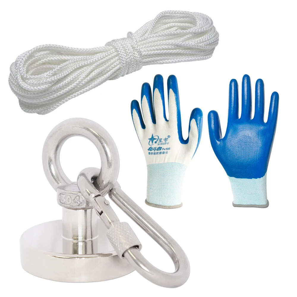 Neodymium Magnet Fishing Recovery Kit With M8 Threaded Eyelet - 48mm Dia. 1 Neodymium Magnet Fishing Recovery Kit With M8 Threaded Eyelet - 48mm Dia.