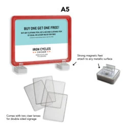 A5 Magnetic Sign Holder - Red Double-Sided Retail Display Frame